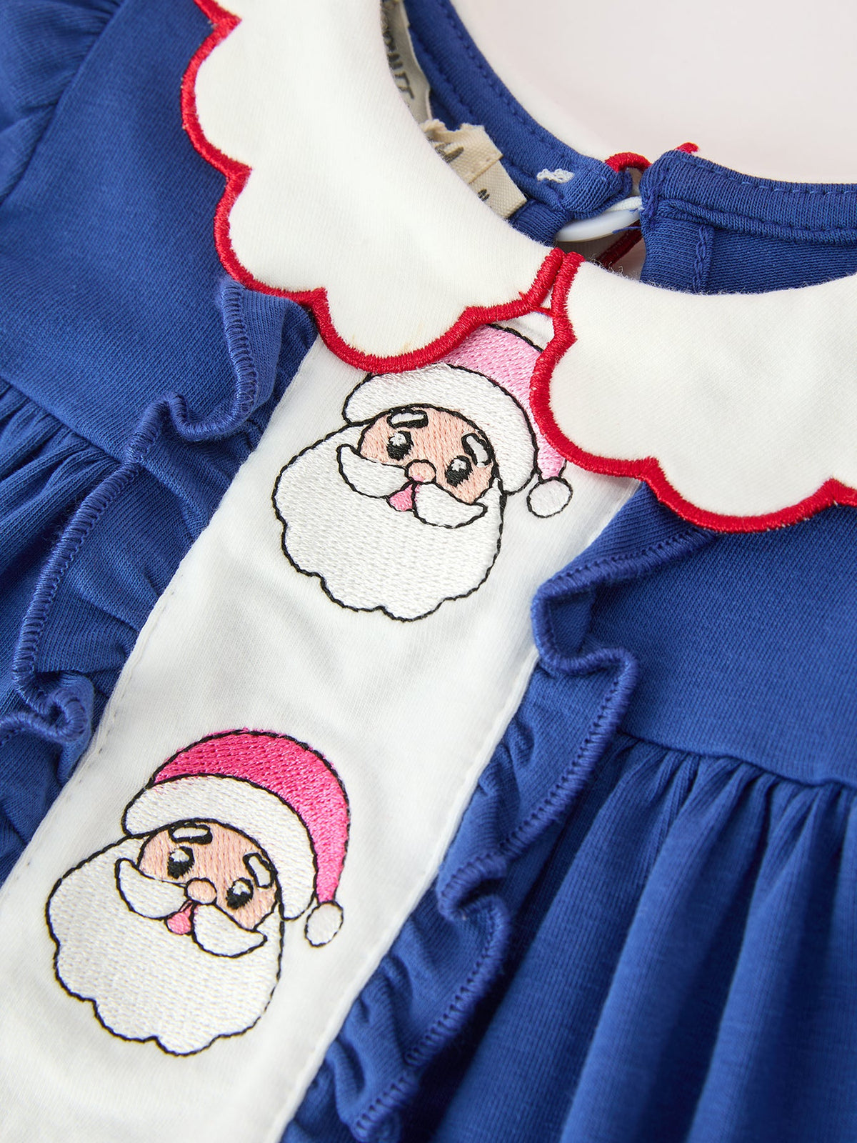 Christmas Santa Embroidery Girls Bloomer Set Peter Pan Collar by Rylee Faith Designs