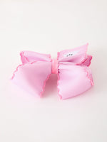 Halloween Girls Pink Ghost Embroidered 6.25" Hair Bow by Rylee Faith Designs