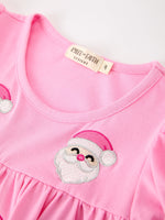 Christmas Santa Embroidery Girls Dress Ruffle Sleeve by Rylee Faith Designs