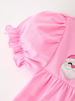 Christmas Santa Embroidery Girls Dress Ruffle Sleeve by Rylee Faith Designs