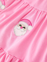 Christmas Santa Embroidery Girls Dress Ruffle Sleeve by Rylee Faith Designs