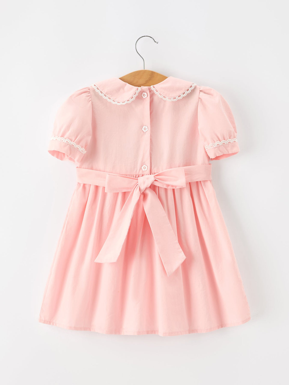 Fall Girls Pink Floral Embroidered Smocked Peter Pan Collar Dress by Rylee Faith Designs