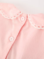 Fall Girls Pink Floral Embroidered Smocked Peter Pan Collar Dress by Rylee Faith Designs