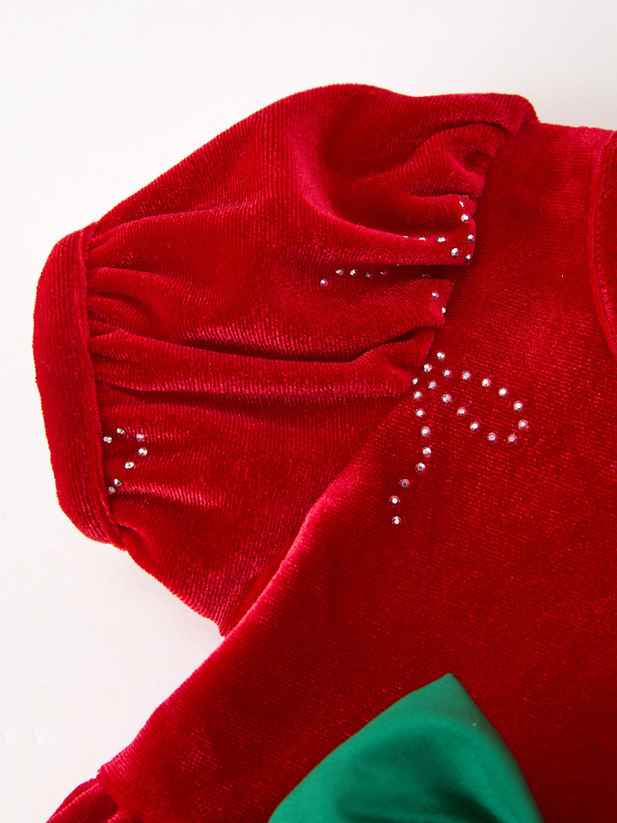 Baby Girls Christmas Red Velvet Rhinestone Bow Bubble Romper by Rylee Faith Designs