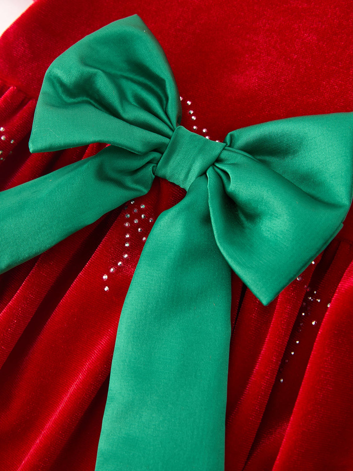 Baby Girls Christmas Red Velvet Rhinestone Bow Bubble Romper by Rylee Faith Designs