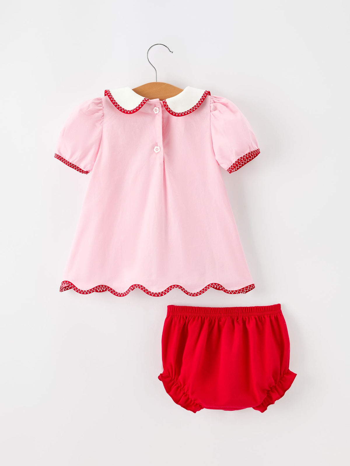 Christmas Girls Candy Cane Embroidered Top & Red Bloomer Set by Rylee Faith Designs