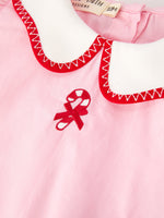 Christmas Girls Candy Cane Embroidered Top & Red Bloomer Set by Rylee Faith Designs