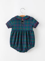 Christmas Baby Boys Plaid Smocked Peter Pan Collar Bubble Romper by Rylee Faith Designs