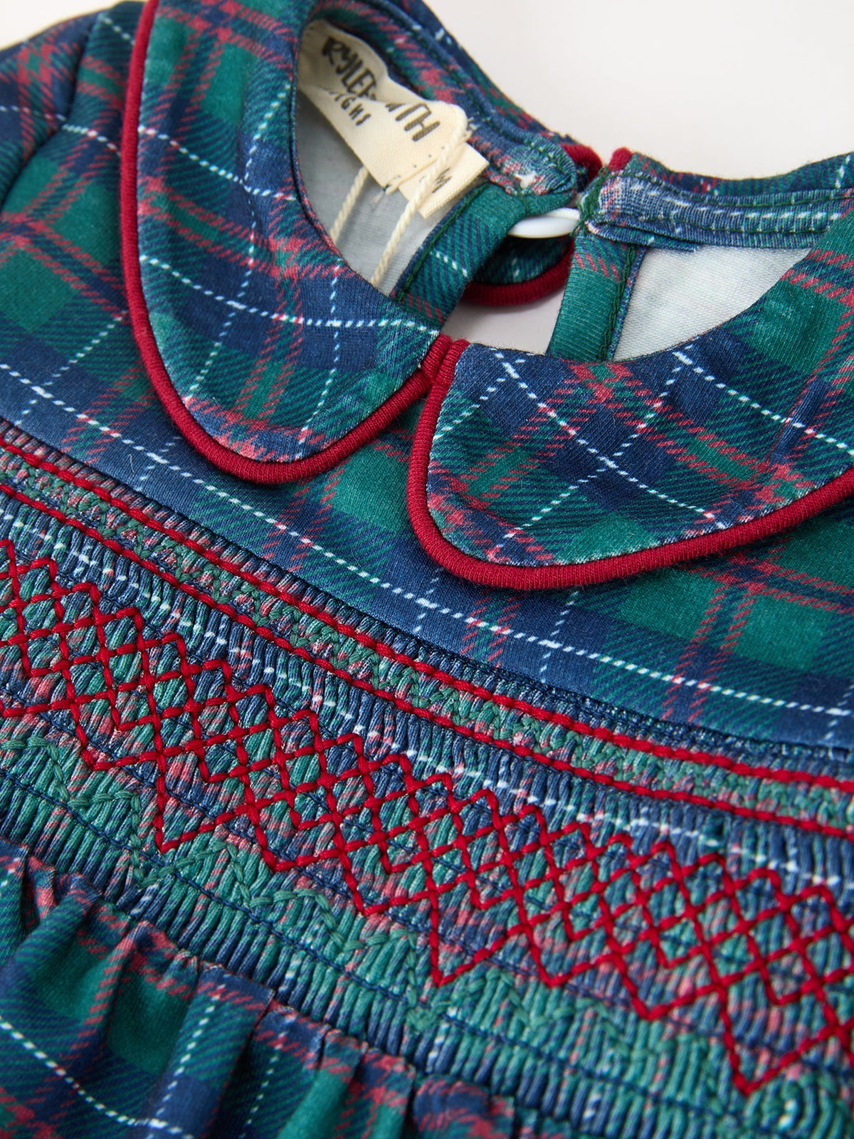 Christmas Baby Boys Plaid Smocked Peter Pan Collar Bubble Romper by Rylee Faith Designs