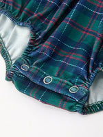 Christmas Baby Boys Plaid Smocked Peter Pan Collar Bubble Romper by Rylee Faith Designs