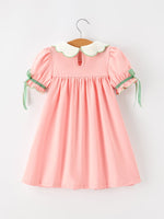 Christmas Girls Pink Christmas Tree Embroidered Ruffle Dress by Rylee Faith Designs