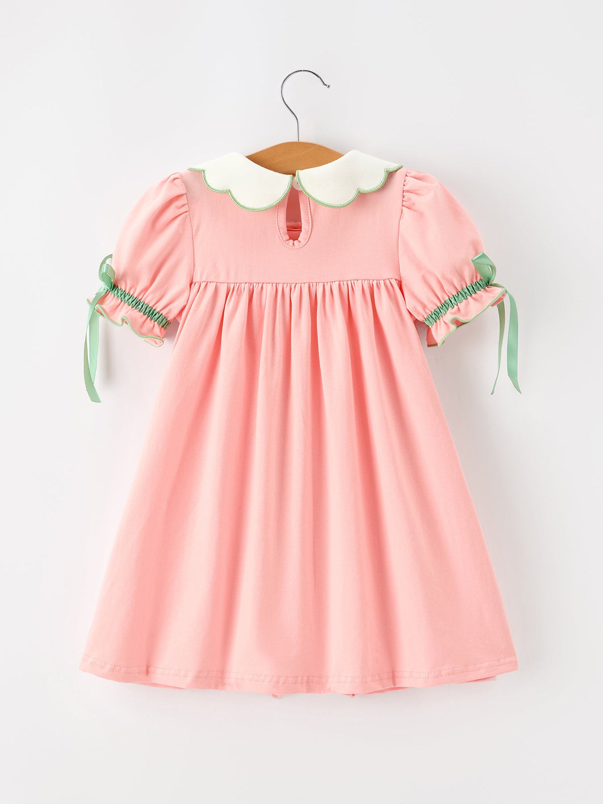 Christmas Girls Pink Christmas Tree Embroidered Ruffle Dress by Rylee Faith Designs