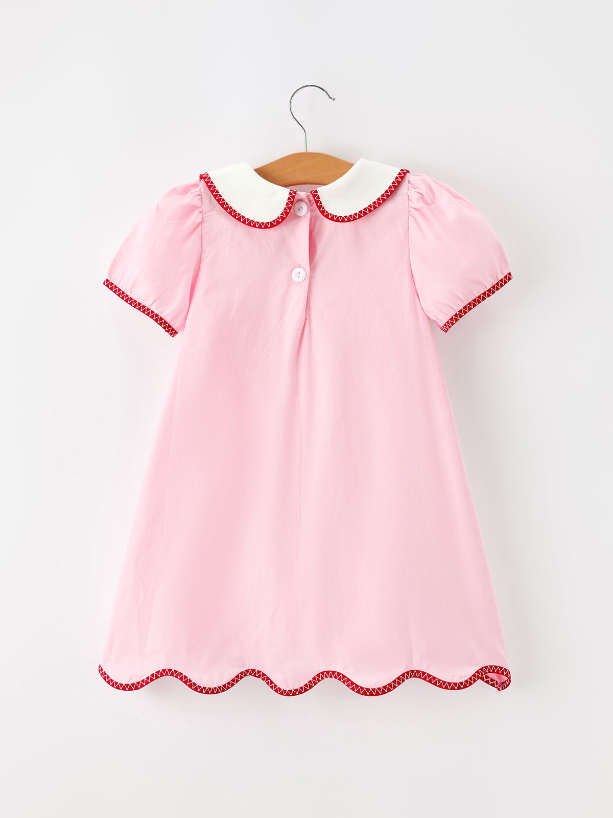 Christmas Girls Pink Candy Cane Embroidered Peter Pan Collar Dress by Rylee Faith Designs