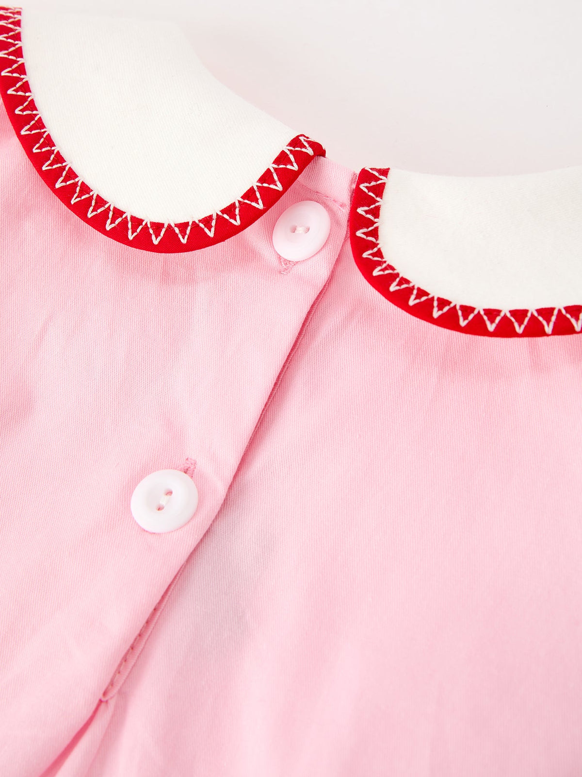 Christmas Girls Pink Candy Cane Embroidered Peter Pan Collar Dress by Rylee Faith Designs
