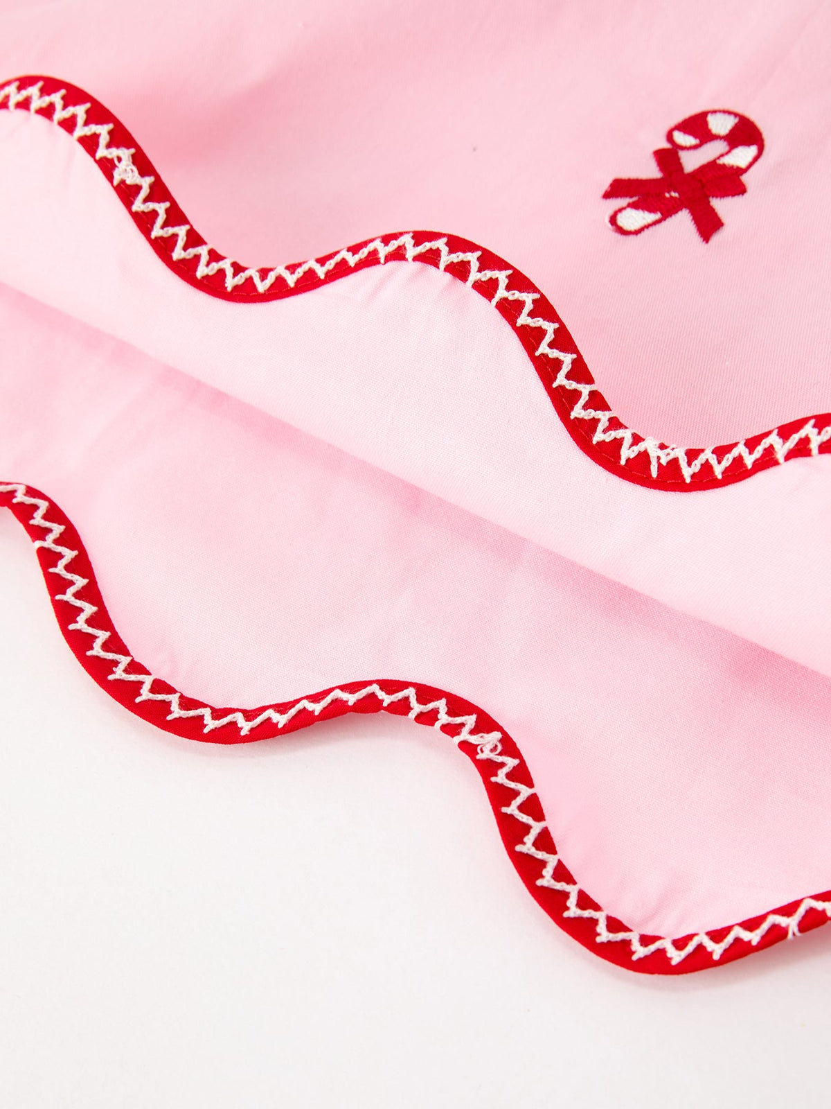 Christmas Girls Pink Candy Cane Embroidered Peter Pan Collar Dress by Rylee Faith Designs