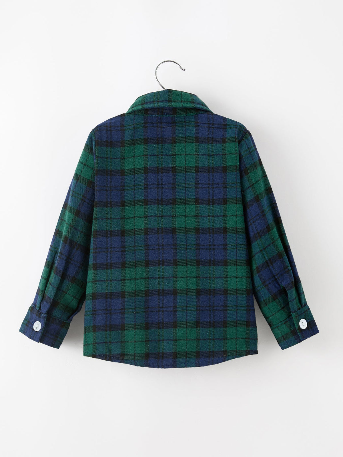 Christmas Boys Green & Navy Plaid Button Down Shirt by Rylee Faith Designs