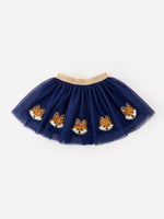 FALL Girls Navy Fox Sequin Tulle Tutu Skirt by Rylee Faith Designs
