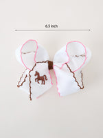 Western Horse Embroidery Ruffle Edge Hairpin, 4 Inch by Rylee Faith Designs