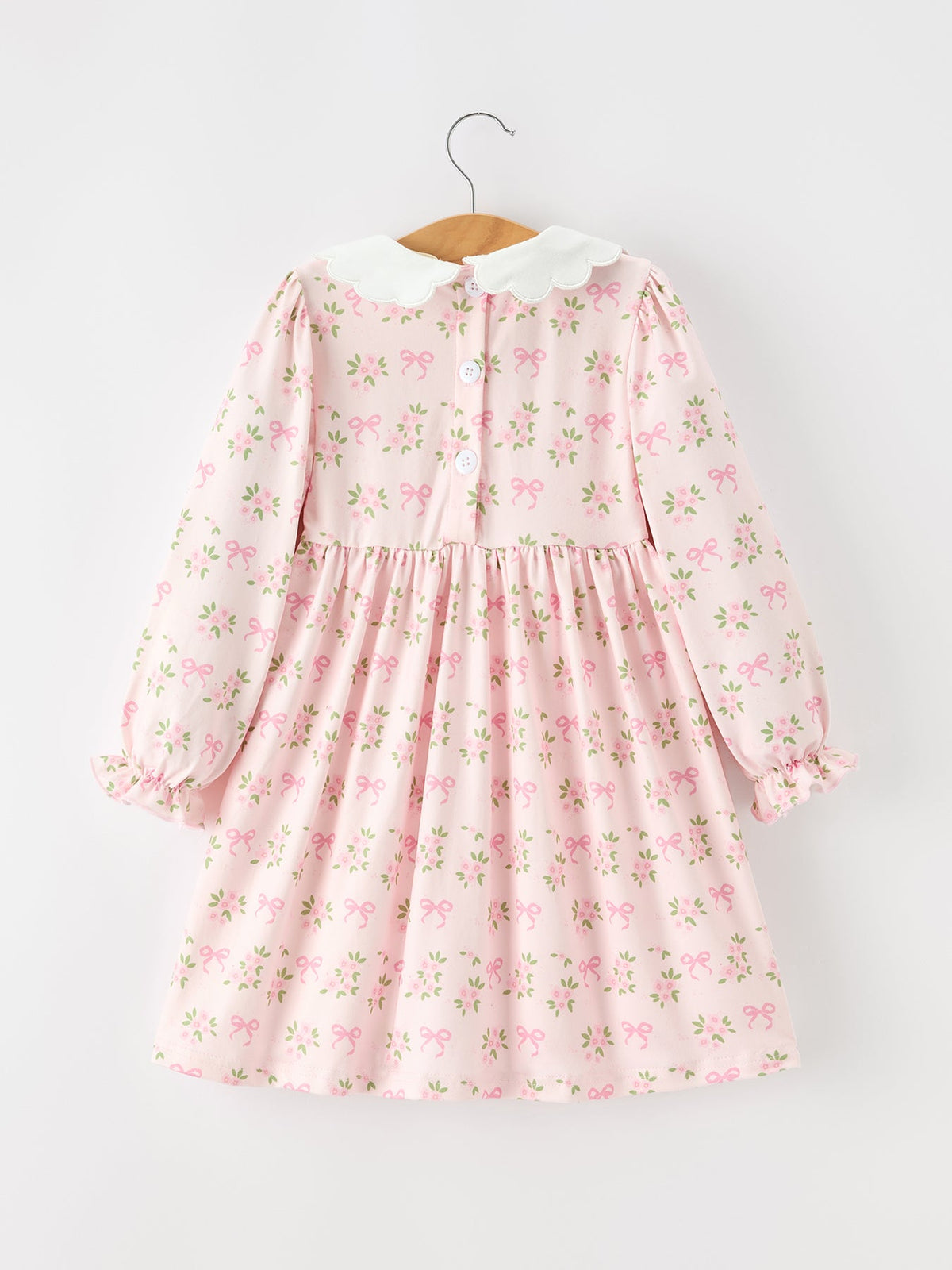 FALL Girls Pink Floral Embroidered Collar Smocked Dress by Rylee Faith Designs