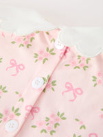 FALL Girls Pink Floral Embroidered Collar Smocked Dress by Rylee Faith Designs
