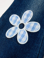 FALL Girls Floral Appliqué Denim Bell Bottom Jeans by Rylee Faith Designs