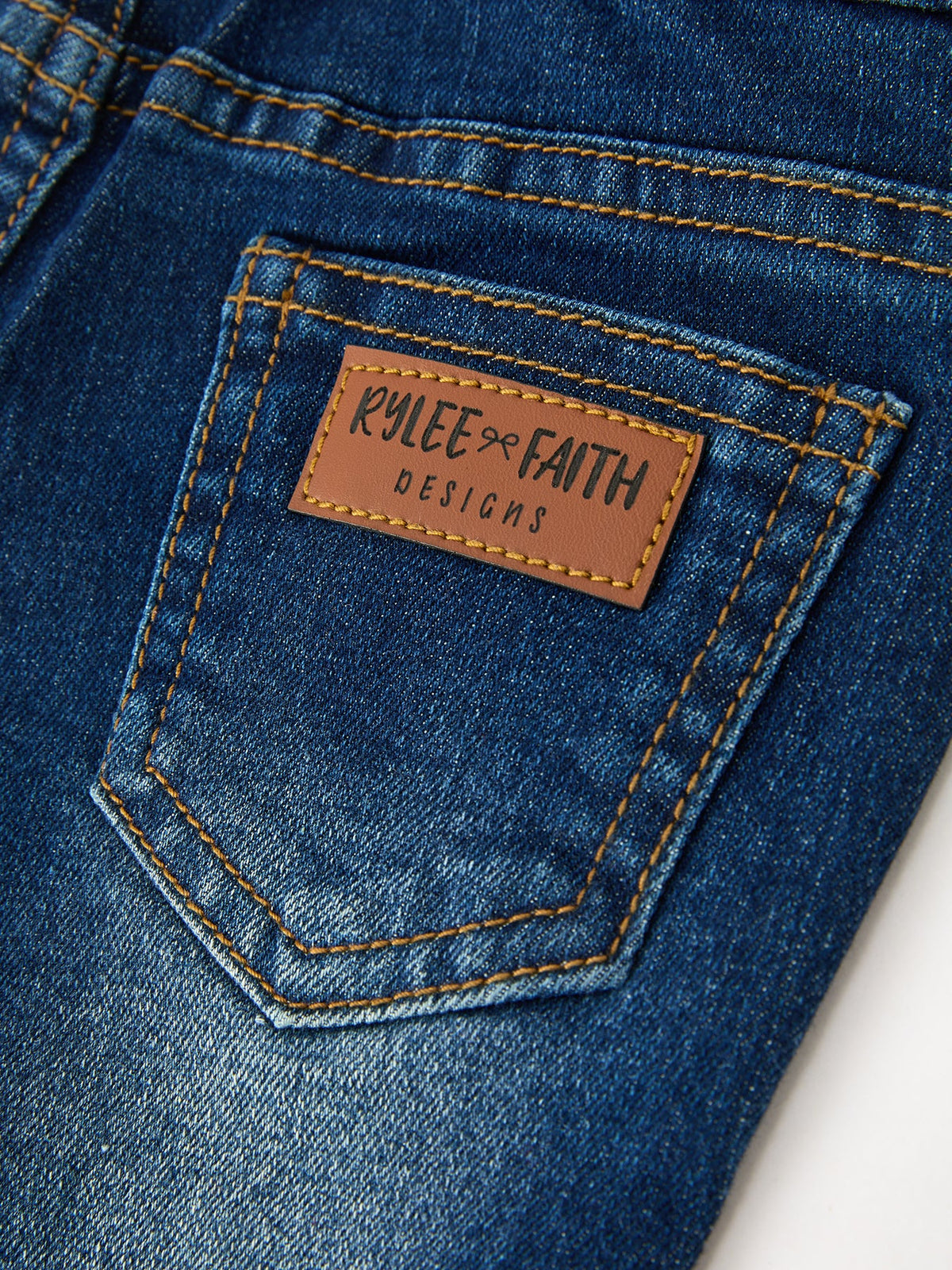 FALL Girls Floral Appliqué Denim Bell Bottom Jeans by Rylee Faith Designs