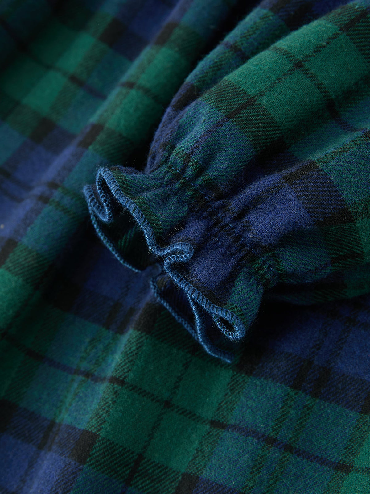 Christmas Girls Green & Navy Plaid Embroidered Collar Dress by Rylee Faith Designs