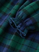 Christmas Girls Green & Navy Plaid Embroidered Collar Dress by Rylee Faith Designs