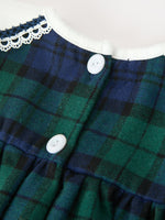 Christmas Girls Green & Navy Plaid Embroidered Bloomer Set by Rylee Faith Designs