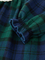 Christmas Girls Green & Navy Plaid Embroidered Bloomer Set by Rylee Faith Designs
