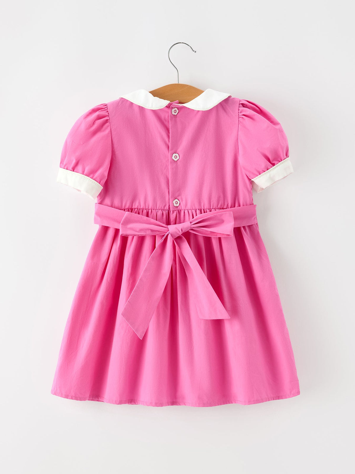 FALL Girls Hot Pink Floral Embroidered Smocked Dress by Rylee Faith Designs
