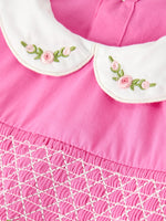 FALL Girls Hot Pink Floral Embroidered Smocked Dress by Rylee Faith Designs