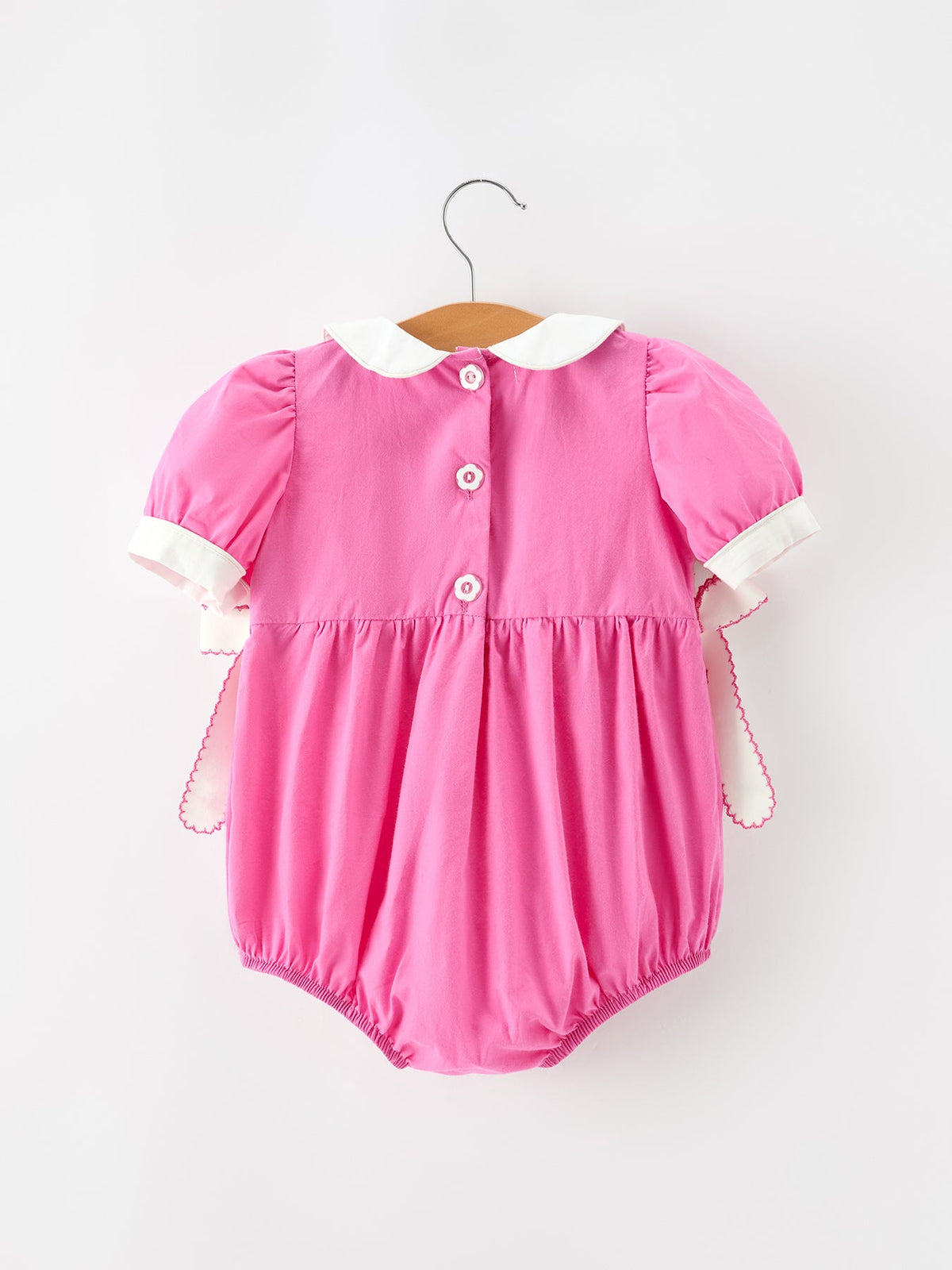 FALL Girls Hot Pink Floral Smocked Bow Bubble Romper by Rylee Faith Designs