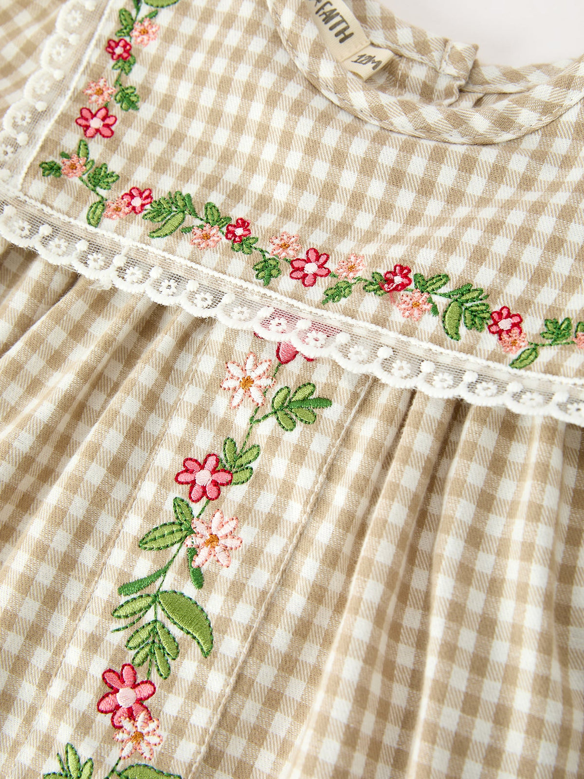 FALL Girls Khaki Plaid Floral Embroidered Bloomer Set by Rylee Faith Designs