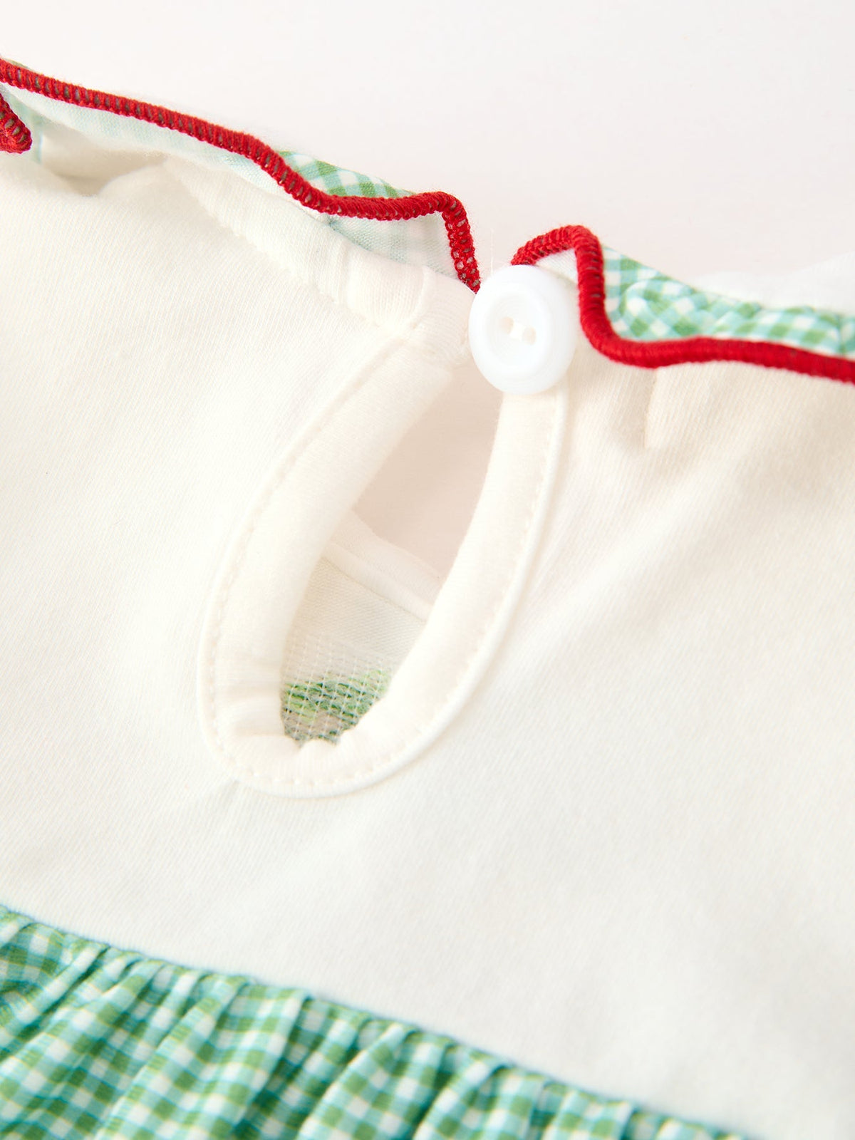 Baby Girls Christmas Green Plaid Embroidered Dress Top & Bloomer Set by Rylee Faith Designs