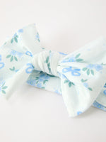 FALL Baby Girls Blue Floral Bow Headband by Rylee Faith Designs