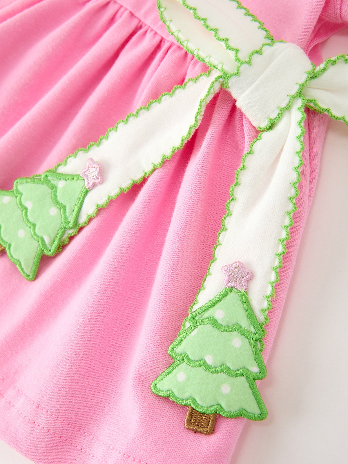 Baby Girls Christmas Pink Bow Christmas Tree Top & Bloomer Set by Rylee Faith Designs