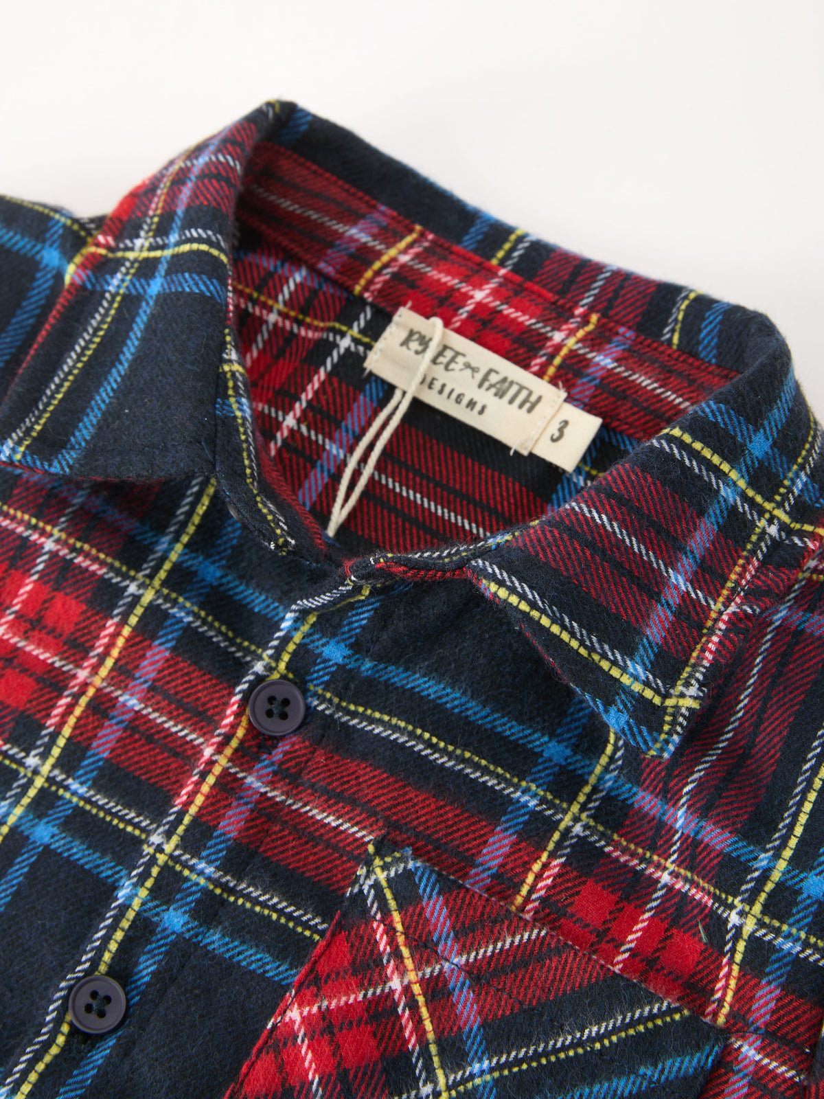 Christmas Boys Red Navy Plaid Button Down Shirt by Rylee Faith Designs