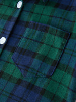 Christmas Boys Green & Navy Plaid Button Down Shirt by Rylee Faith Designs