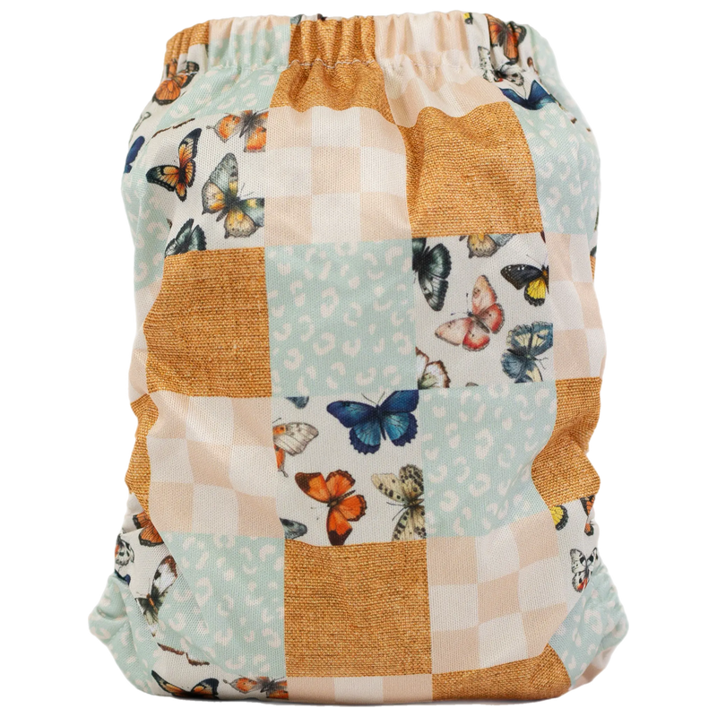 Slim Fit Pocket Cloth Diaper with butterfly and checkered pattern design.