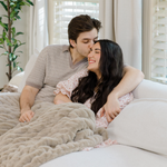 Saranoni double ruched faux fur throw blanket, soft for baby nursery.