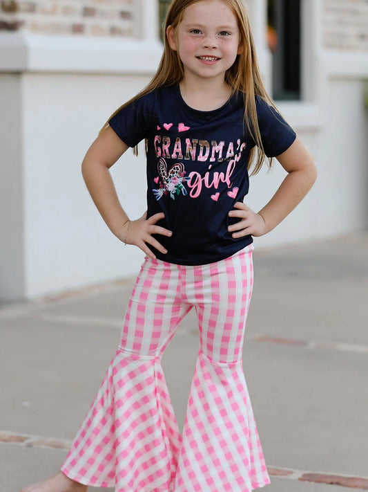 Soft Cotton Girls Outfit with Charming Grandma Print for Everyday Wear Rylee Faith Designs