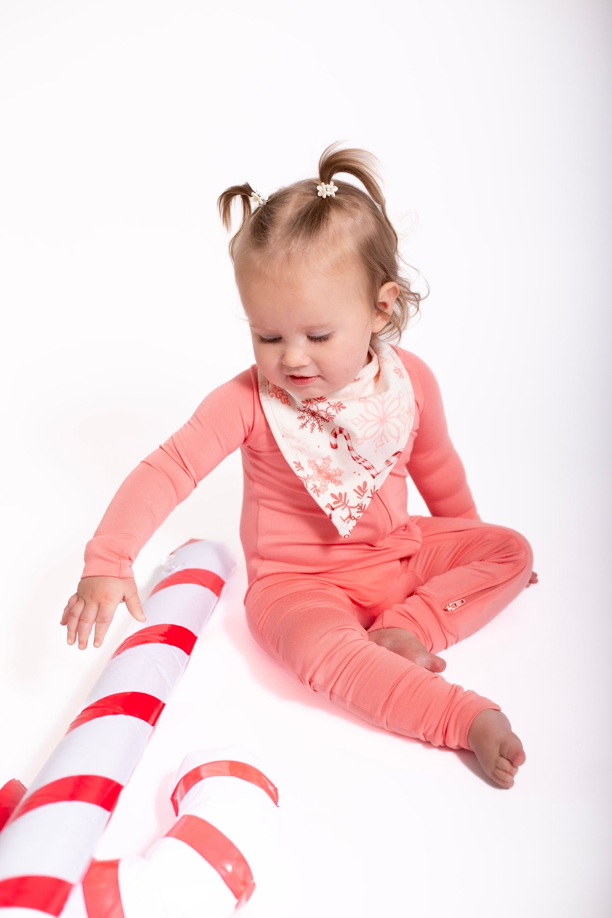 My First Candy Cane: Bamboo Bib in Blue & Peach by Rayn’s Tiny Stitches