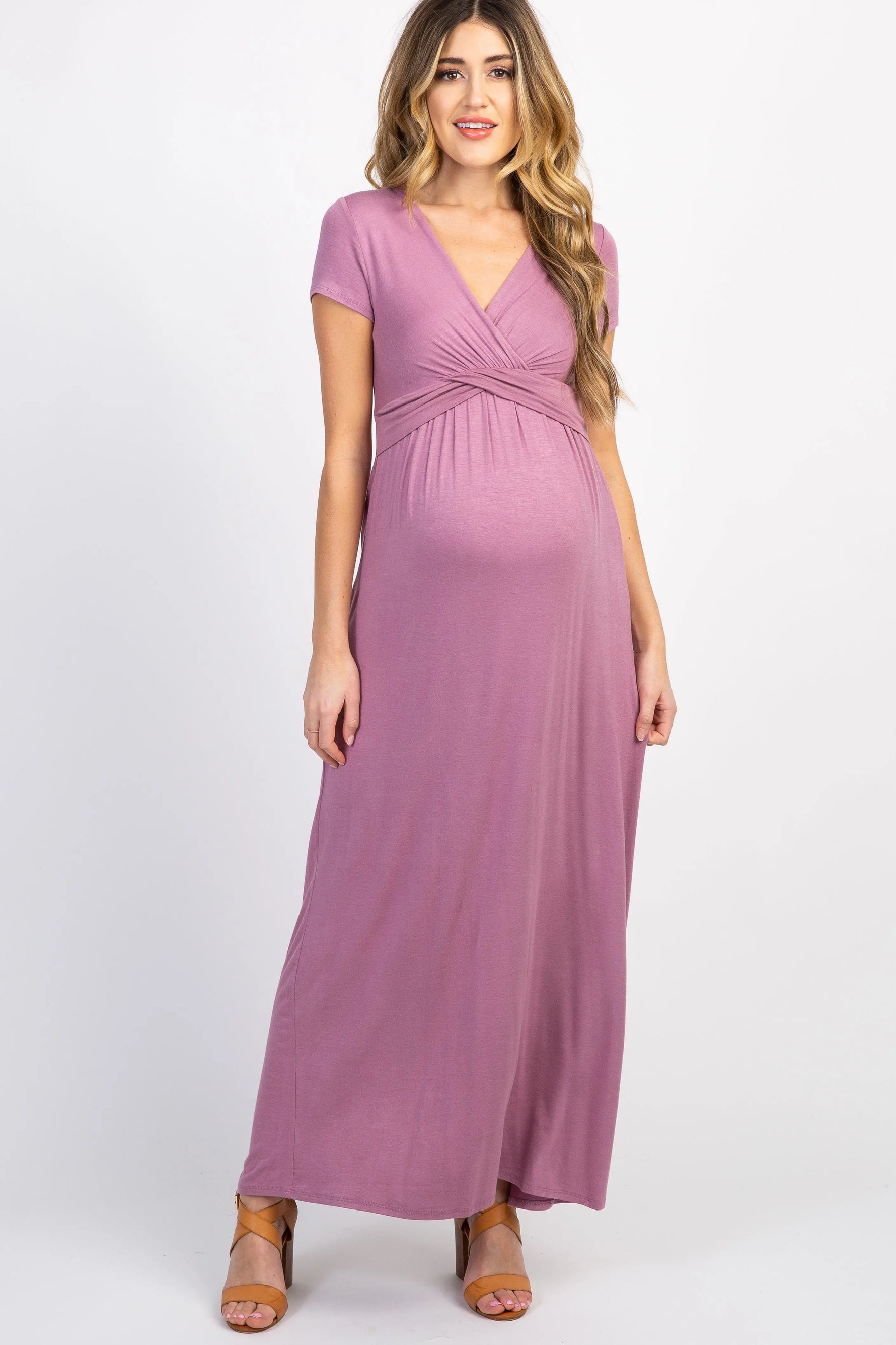 PinkBlush Mauve Draped Maternity/Nursing Maxi Dress PinkBlush 