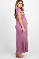 PinkBlush Mauve Draped Maternity Nursing Maxi Dress for Expecting Moms - Everetts Place