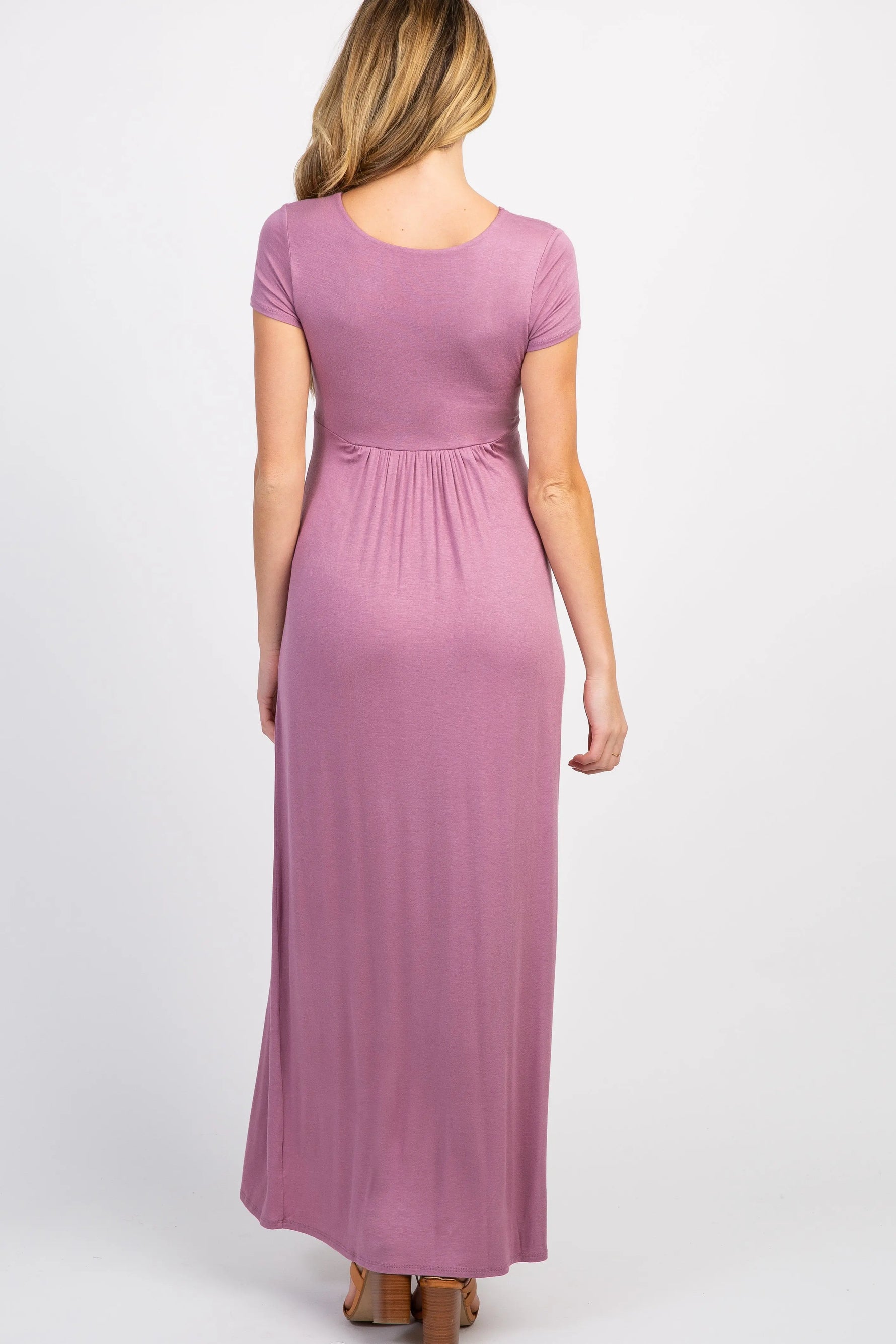 PinkBlush Mauve Draped Maternity Nursing Maxi Dress for Expecting Moms - Everetts Place