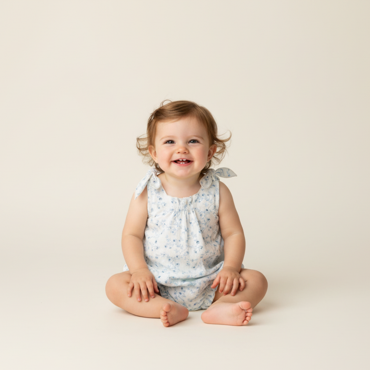 Organic Tie Shoulder Bubble Romper - Ivy Floral by Makemake Organics at Everetts Place