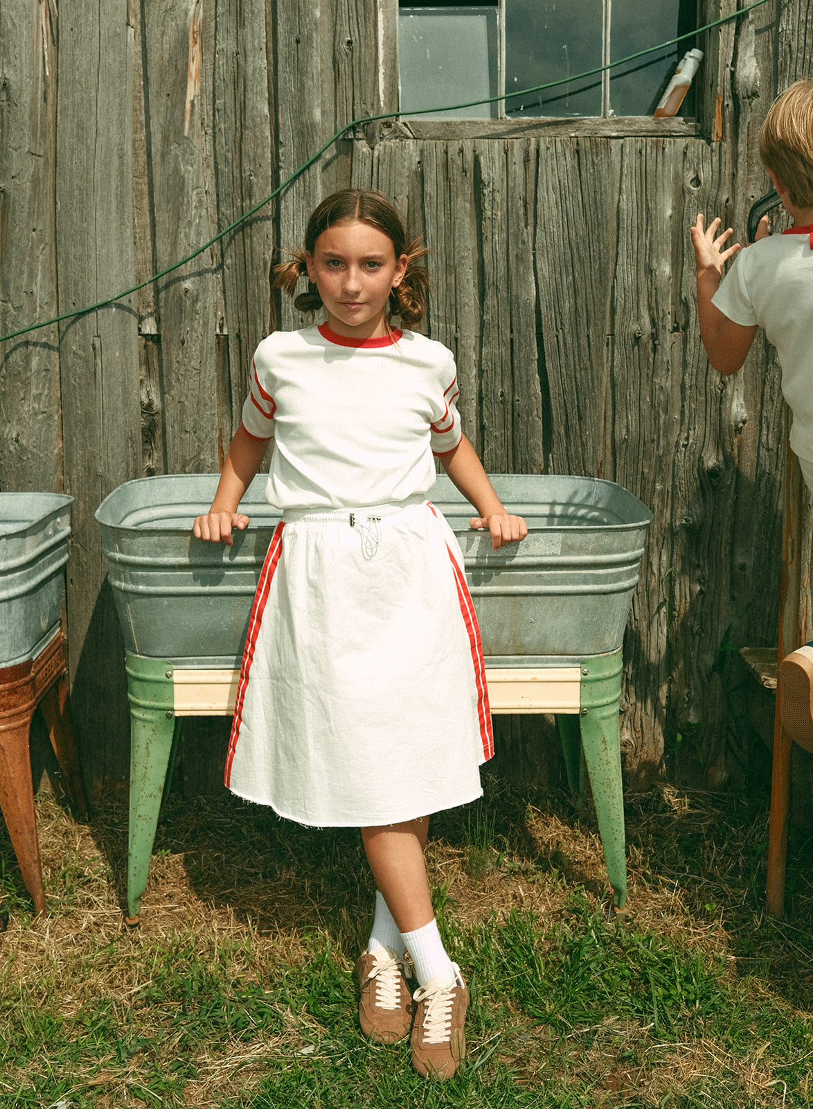 Crew Kids NY Drawstring Skirt with Side Stripe for Girls