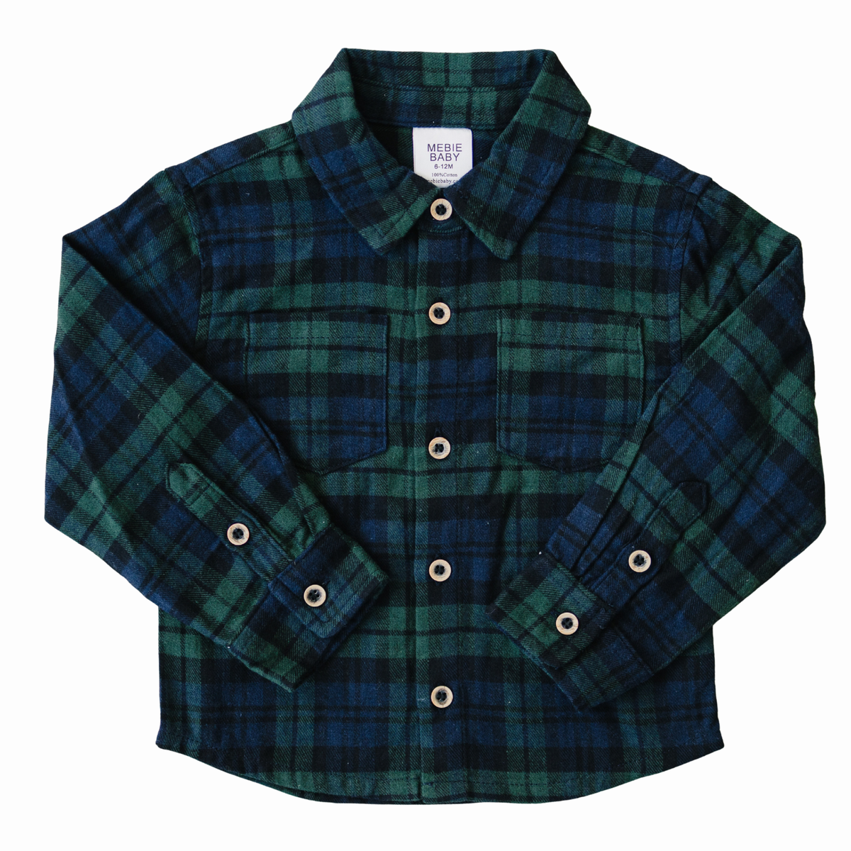 Alpine plaid button-up shirt for babies and kids with long sleeves and collar