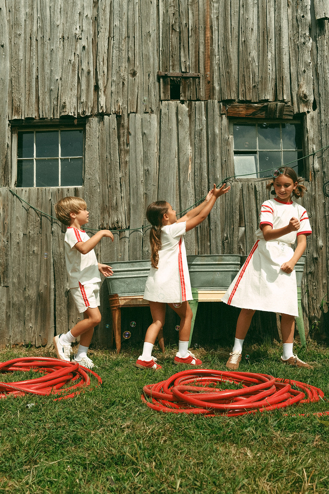 Crew Kids NY Cynthia Dress With Front Pocket And Side Stripe Details For Girls by Crew Kids NY at Everetts Place